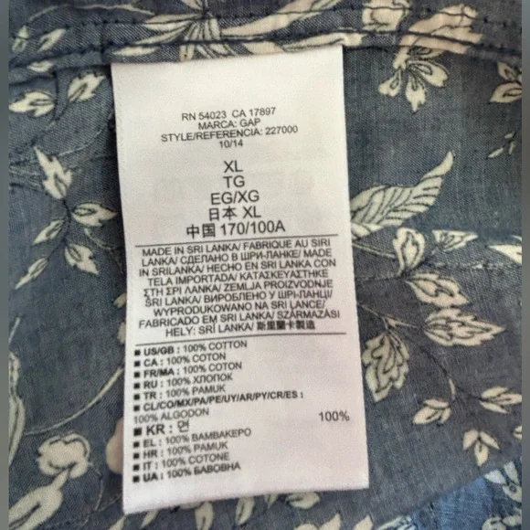 OLD NAVY FLORAL CHAMBRAY BLUE SHIRT - Picture 7 of 7